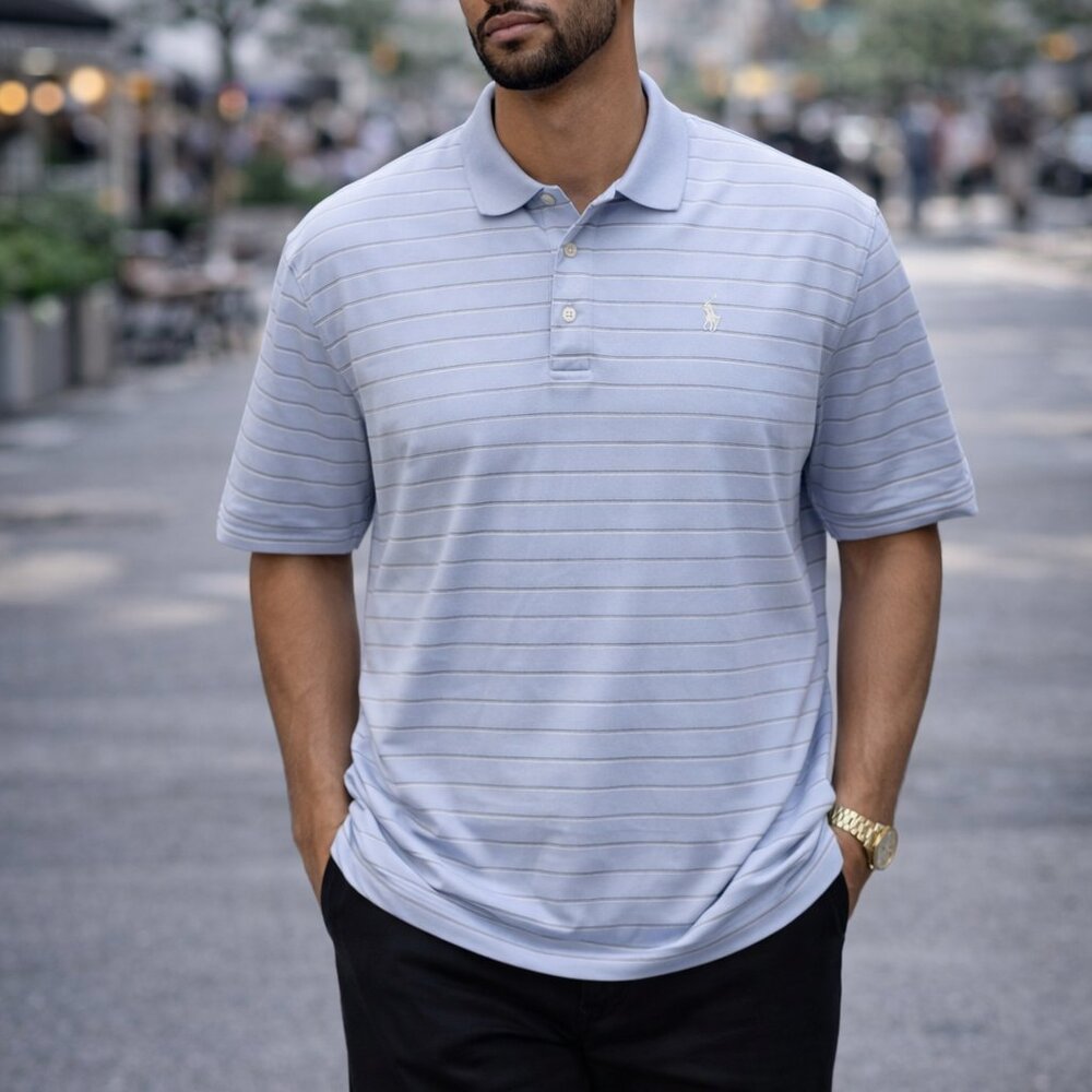 Polo Golf Ralph Lauren Golf Polo Shirt XXL Striped Pima Preppy Athleisure * hole
